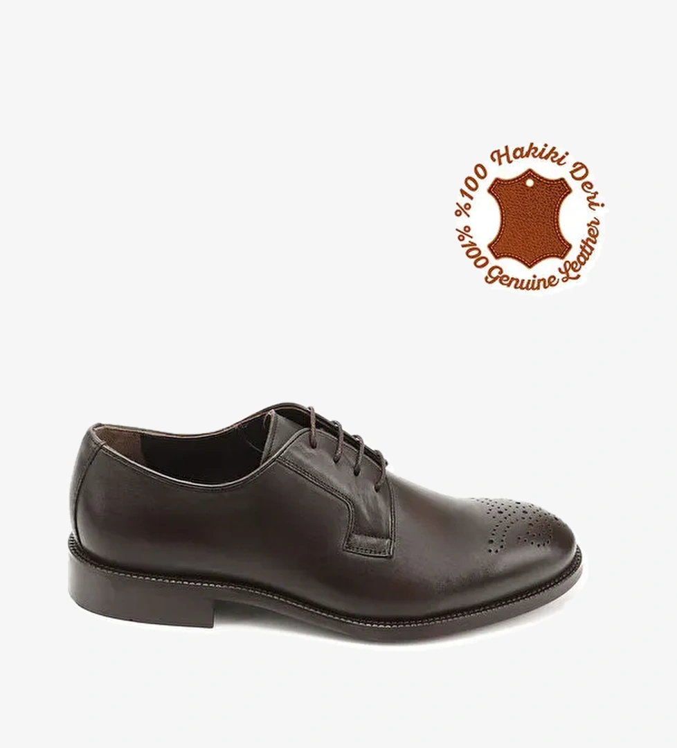 Erkek ORTA KAHVERENGİ Bağcıklı Hakiki Deri Klasik Ayakkabı