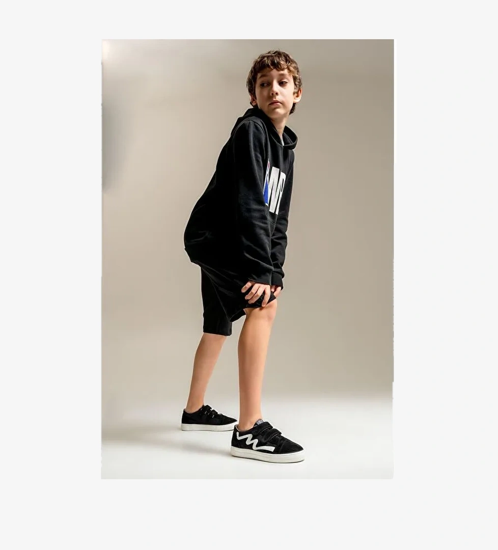 Erkek Çocuk Siyah Hakiki Deri Günlük Ayakkabı