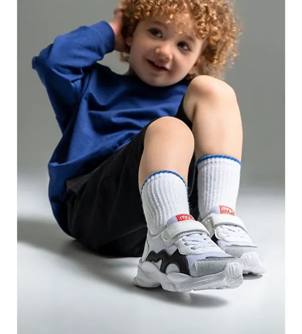 Erkek Çocuk Beyaz Hakiki Deri Günlük Spor Ayakkabı