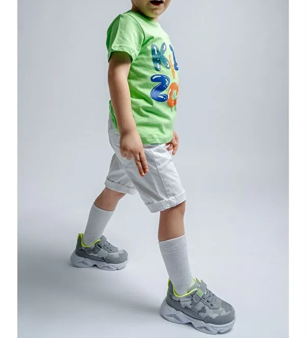 Erkek Çocuk Gri Işıklı Spor Ayakkabı - Görsel 1