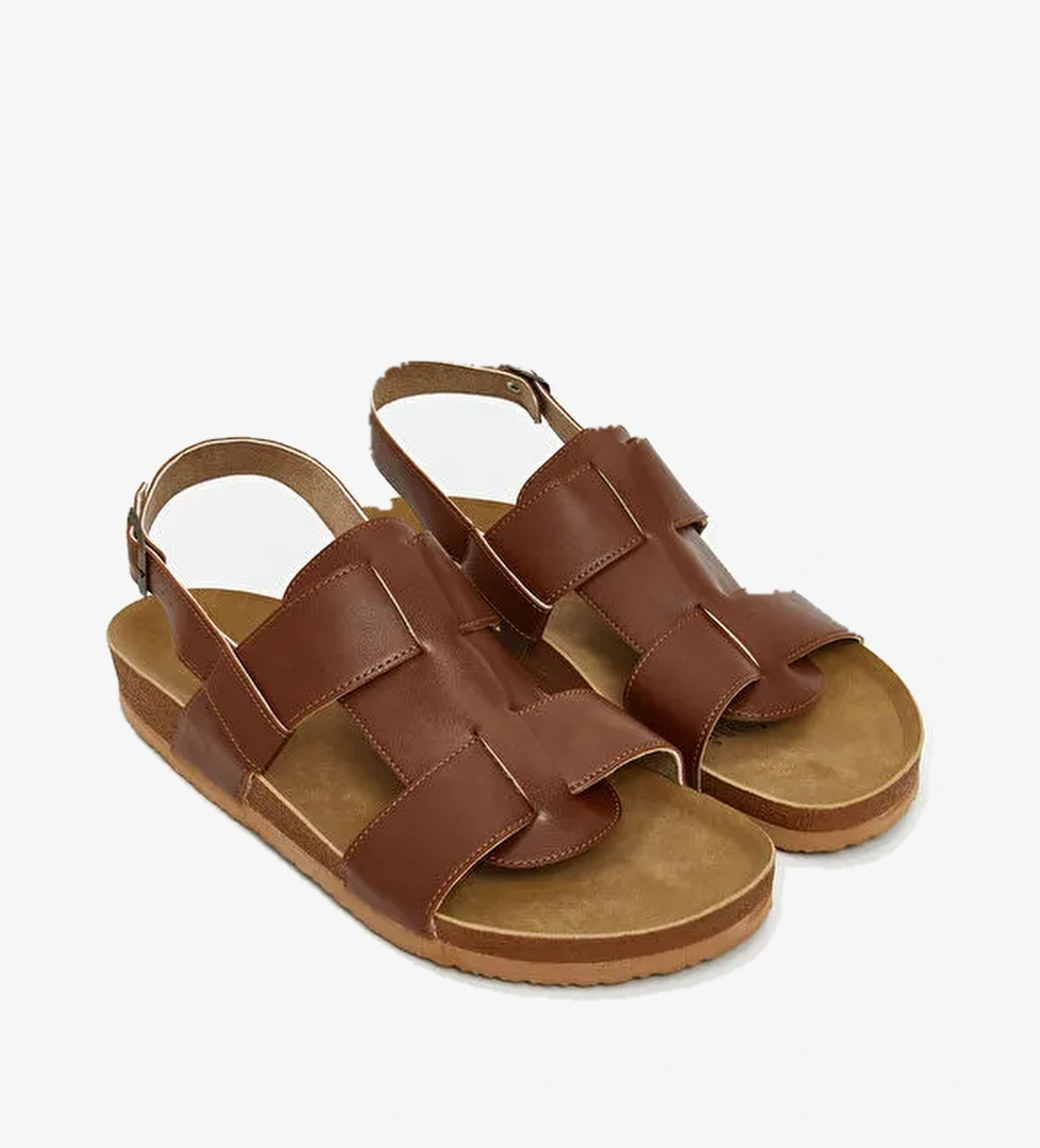 Deri Görünümlü Erkek Sandalet - Görsel 1