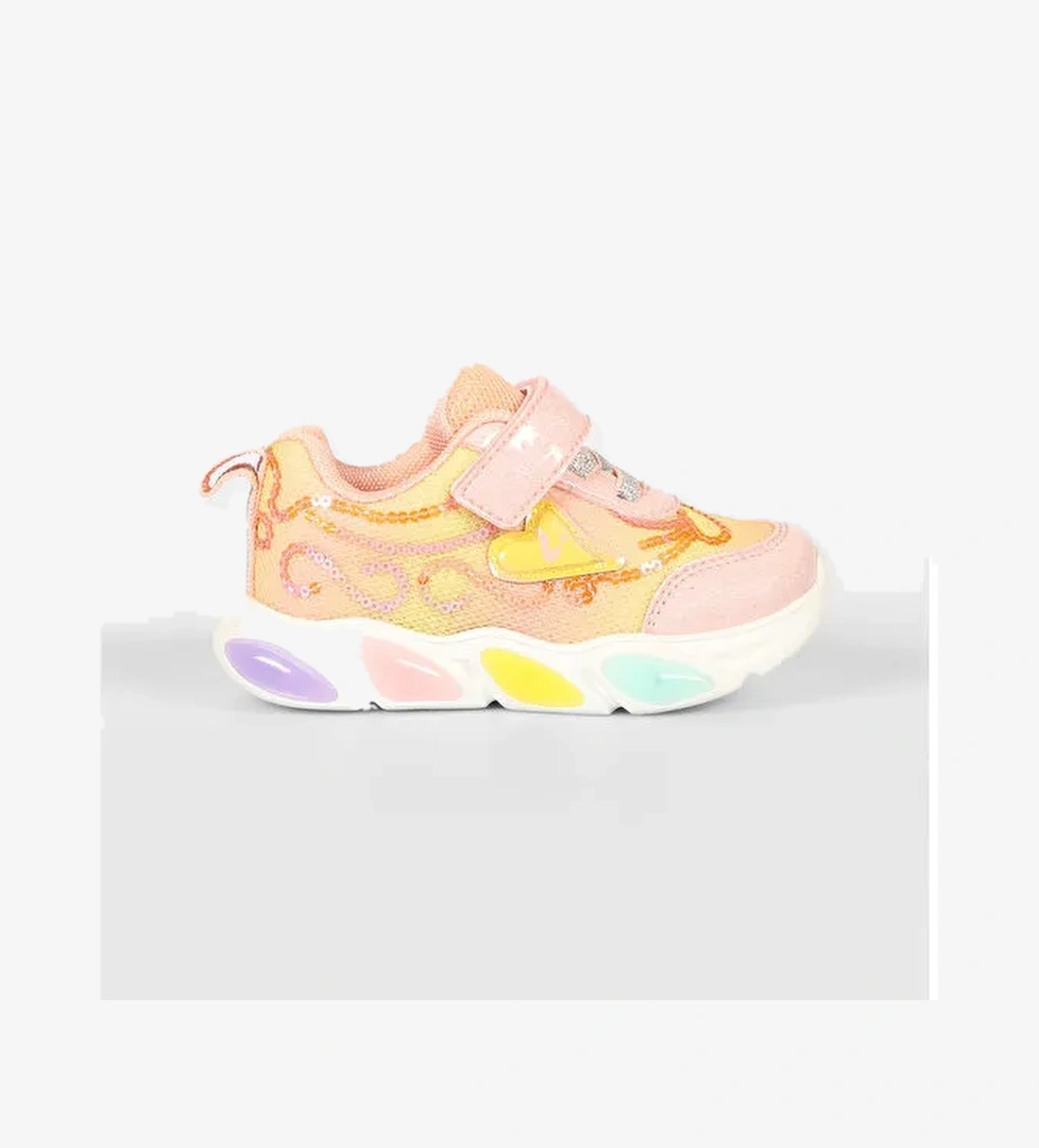 Lemna Işıklı Kız Bebek Pudra Spor Ayakkabı - Görsel 1