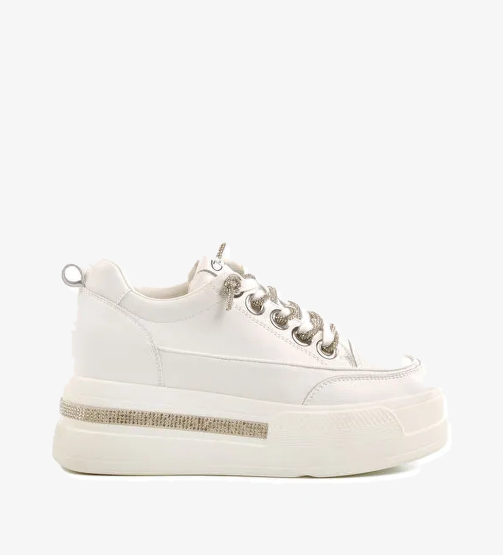 Beyaz Yüksek Taban Kadın Sneaker 25Y492 Z