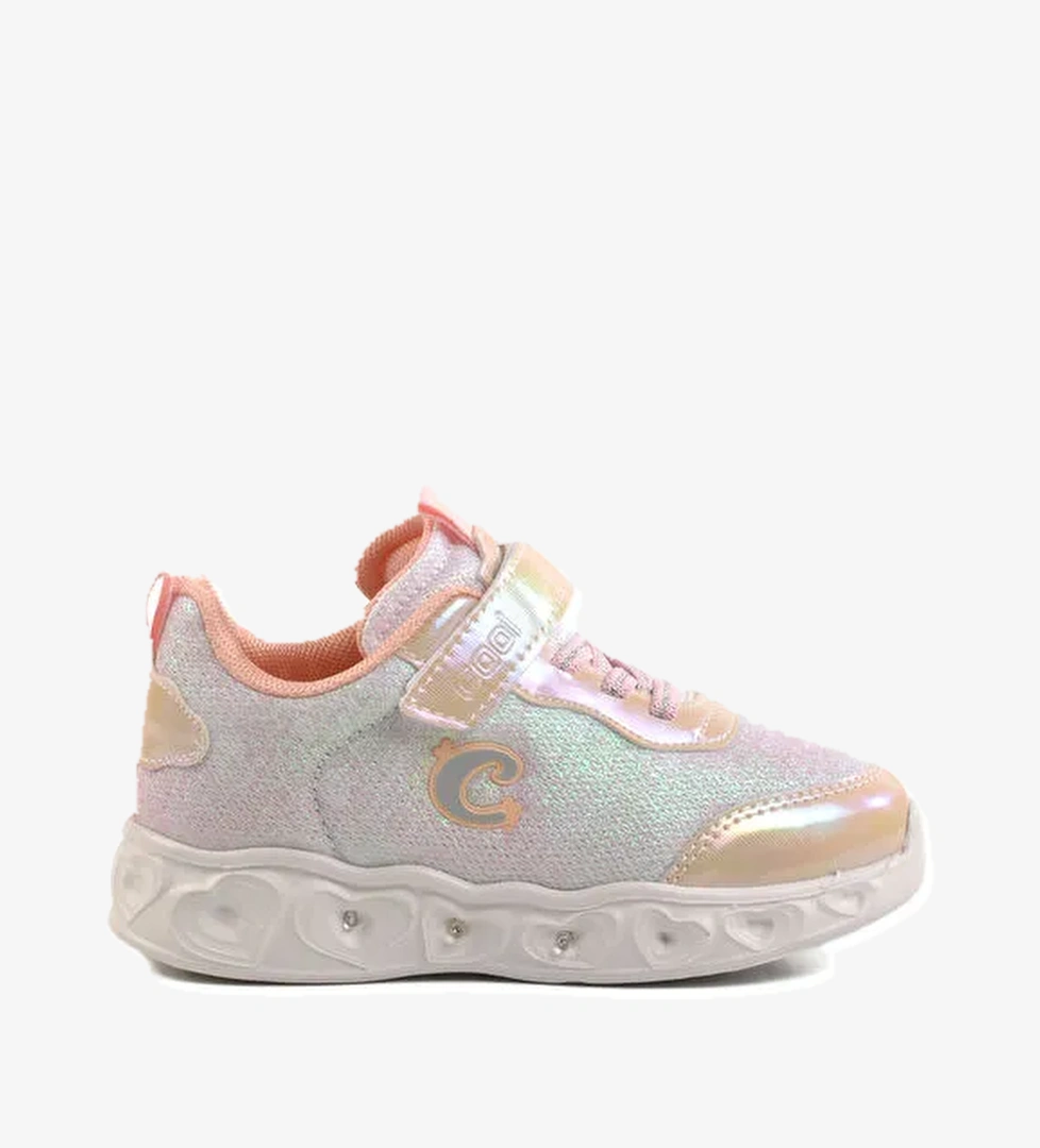 Bej Cırtlı Işıklı Kız Çocuk Spor Ayakkabı Yuki P