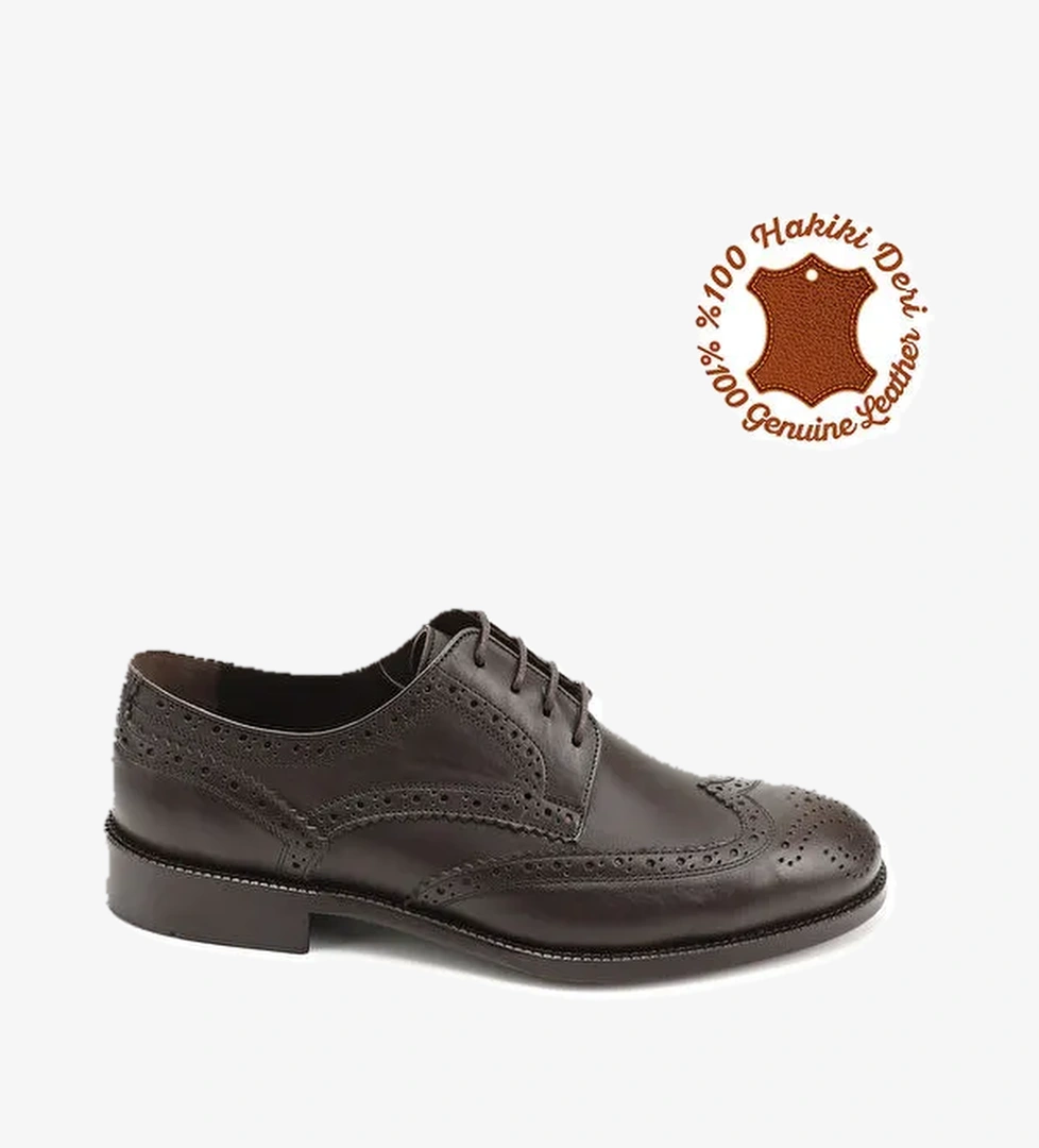 Erkek ORTA KAHVERENGİ Bağcıklı Hakiki Deri Klasik Ayakkabı
