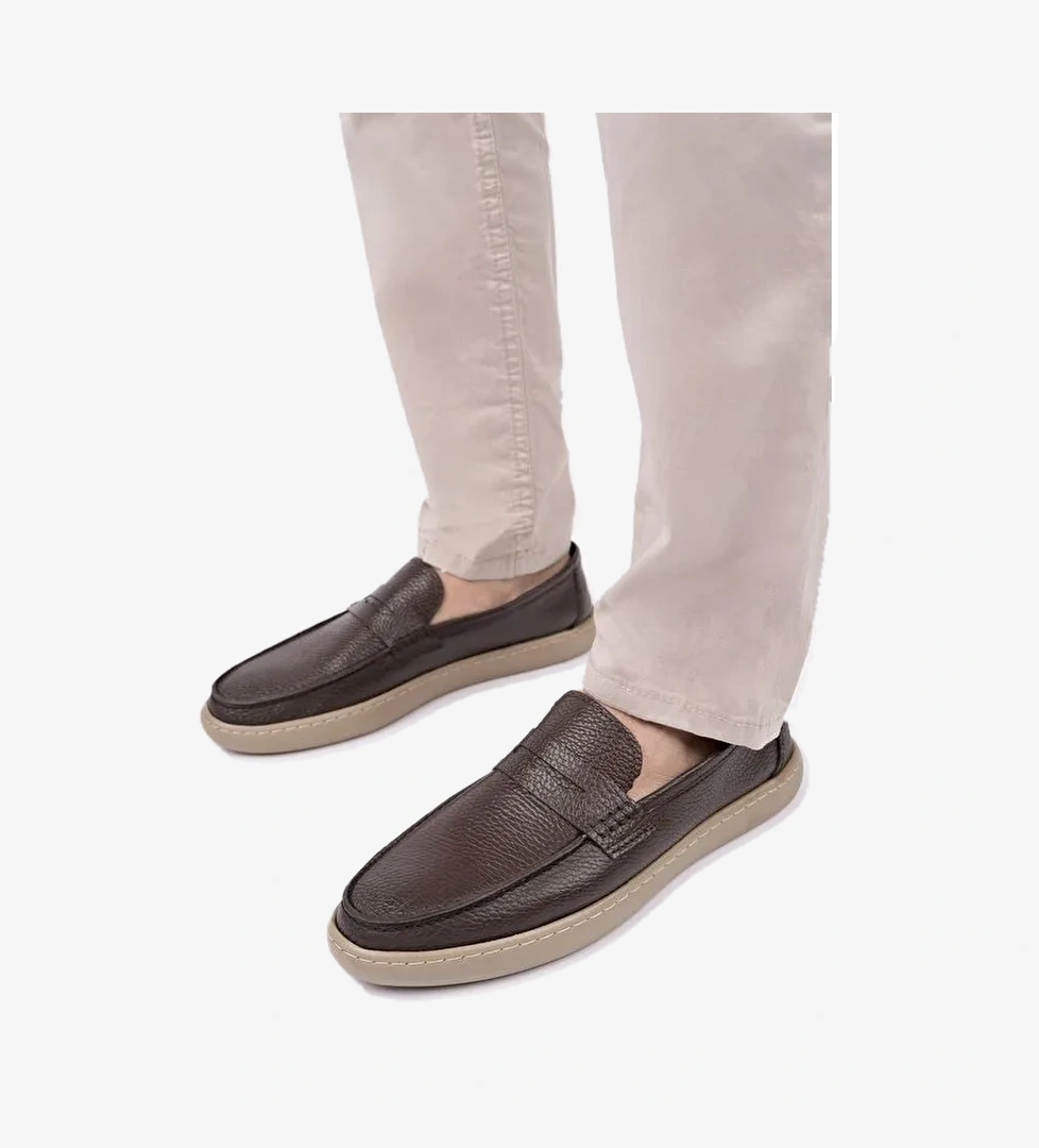 HARNAZ Bağcıksız Hakiki Deri Erkek Günlük Casual Ayakkabı