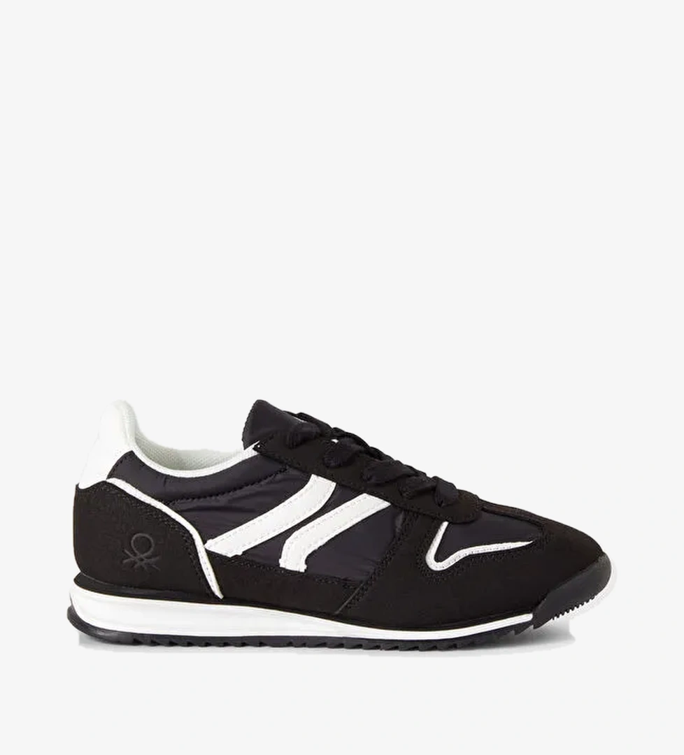 United Colors Of Benetton Erkek Çocuk Siyah Süet ve Deri Görünüm Parçalı Sneaker model görseli