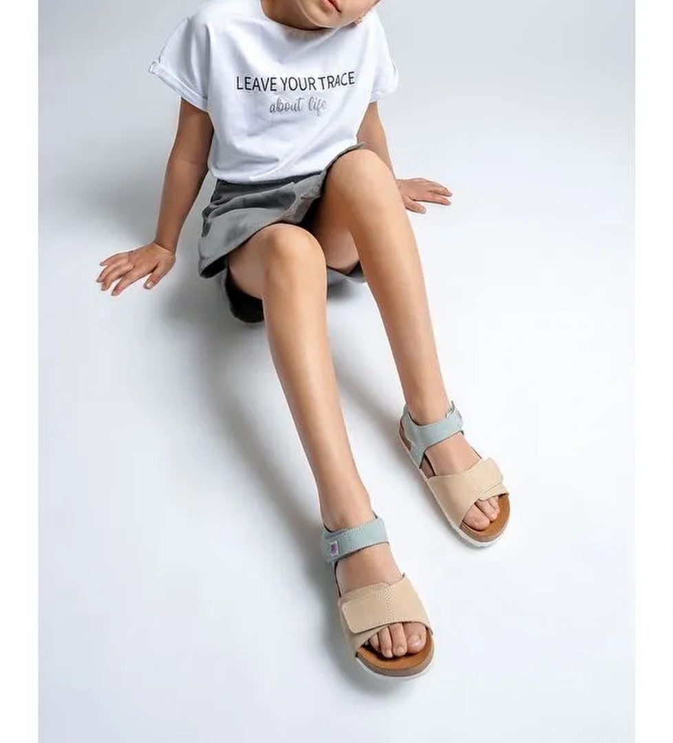 Mnpc Çok Renkli Mnpc Hakiki Deri Unisex Çocuk Mantar Tabanlı Günlük Çocuk Sandalet