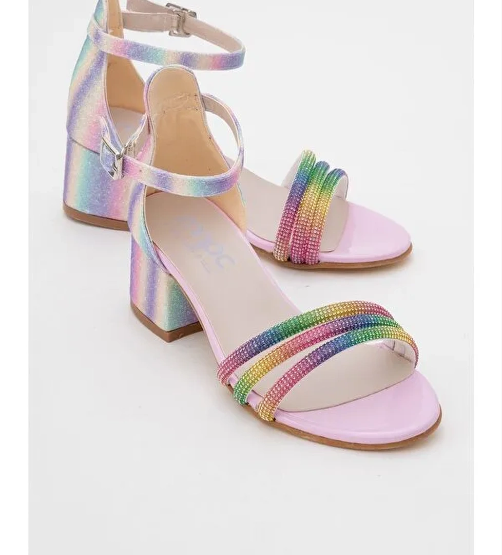 Kız Çocuk Taşlı Topuklu Abiye Ayakkabı