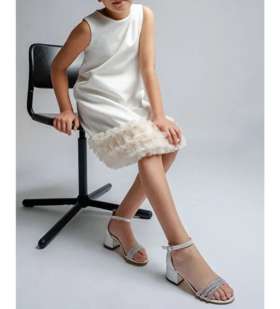 Kız Çocuk Sedef Taşlı Topuklu Abiye Ayakkabı