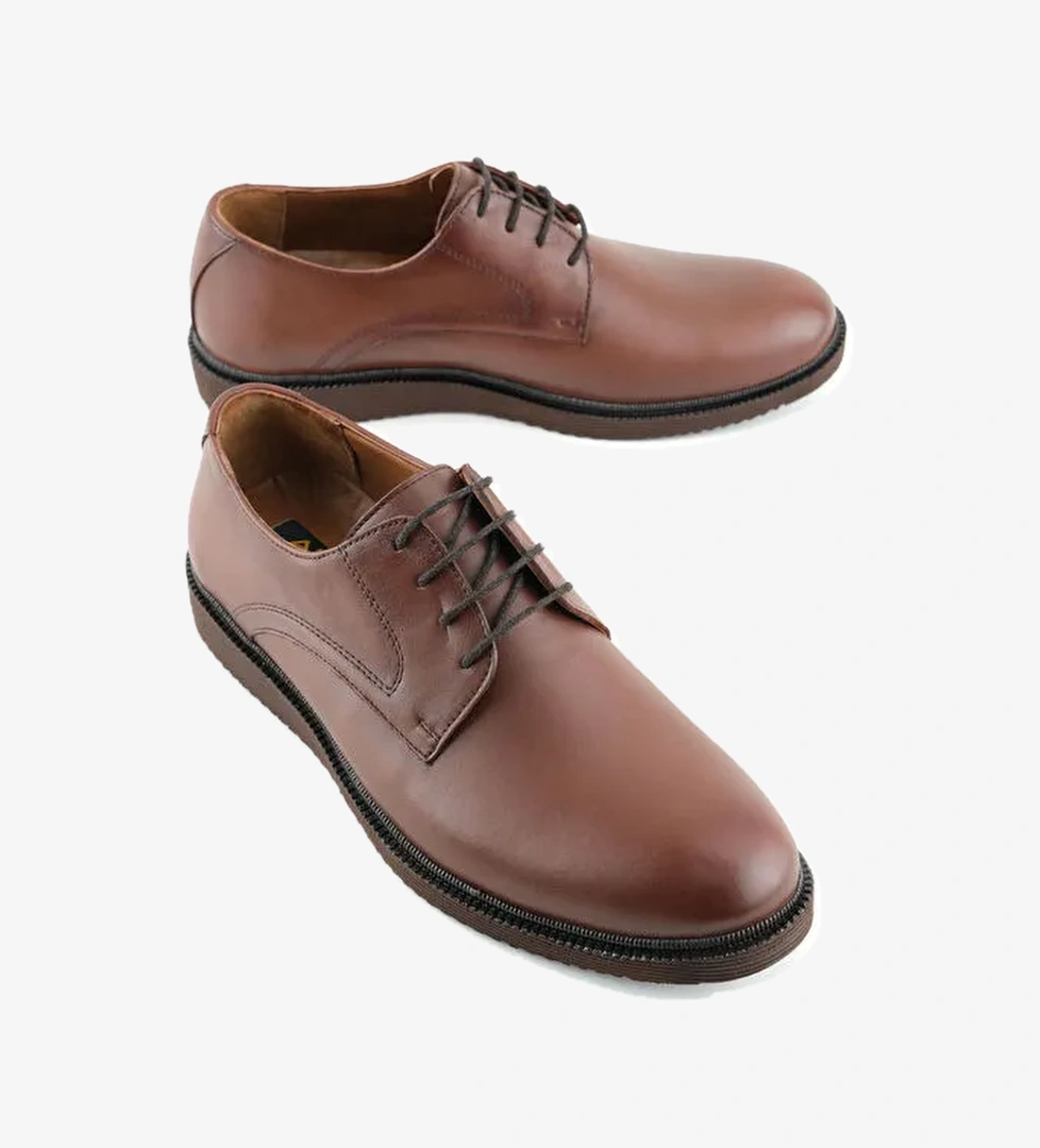 Erkek İç Dış Hakiki Deri Ortopedik Rahat Taban Bağcıklı Ayarlanabilir Günlük Klasik Ayakkabı