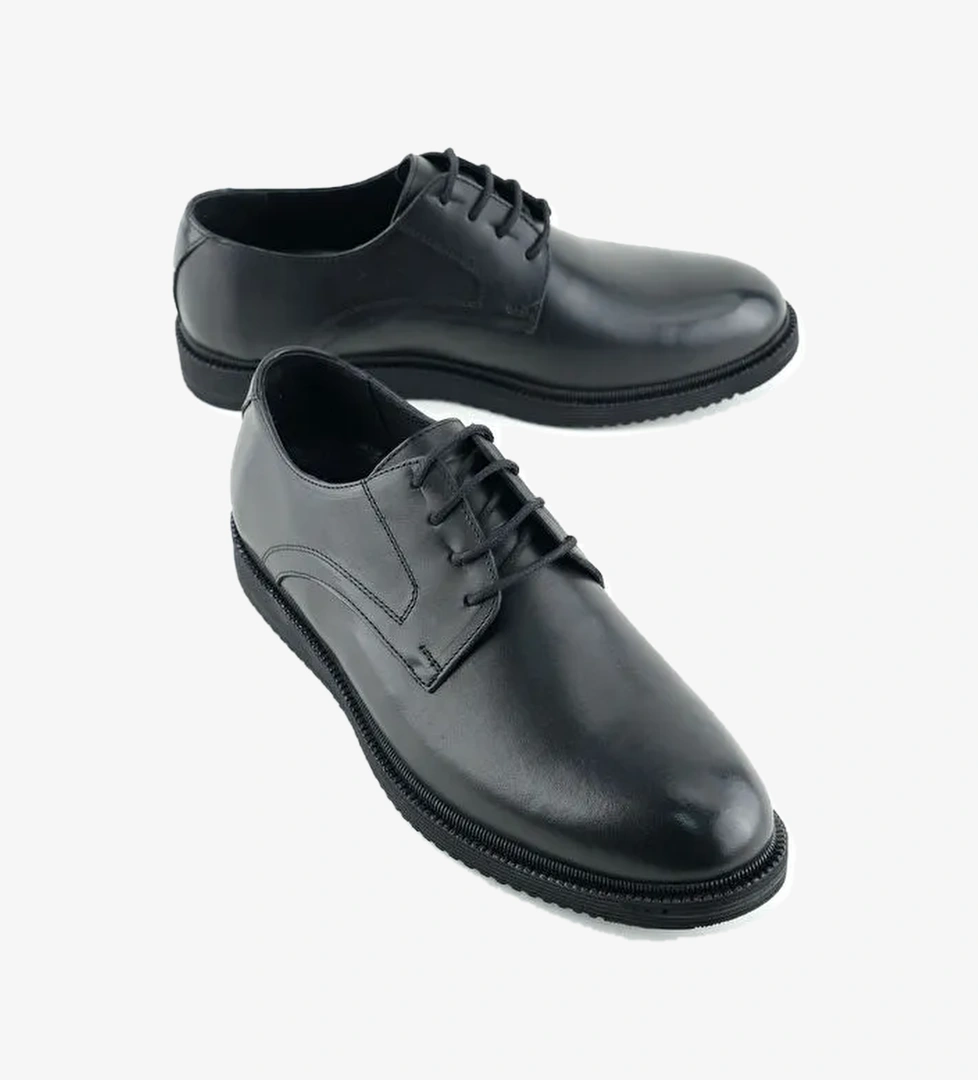 Erkek İç Dış Hakiki Deri Ortopedik Rahat Taban Bağcıklı Ayarlanabilir Günlük Klasik Ayakkabı - Görsel 1