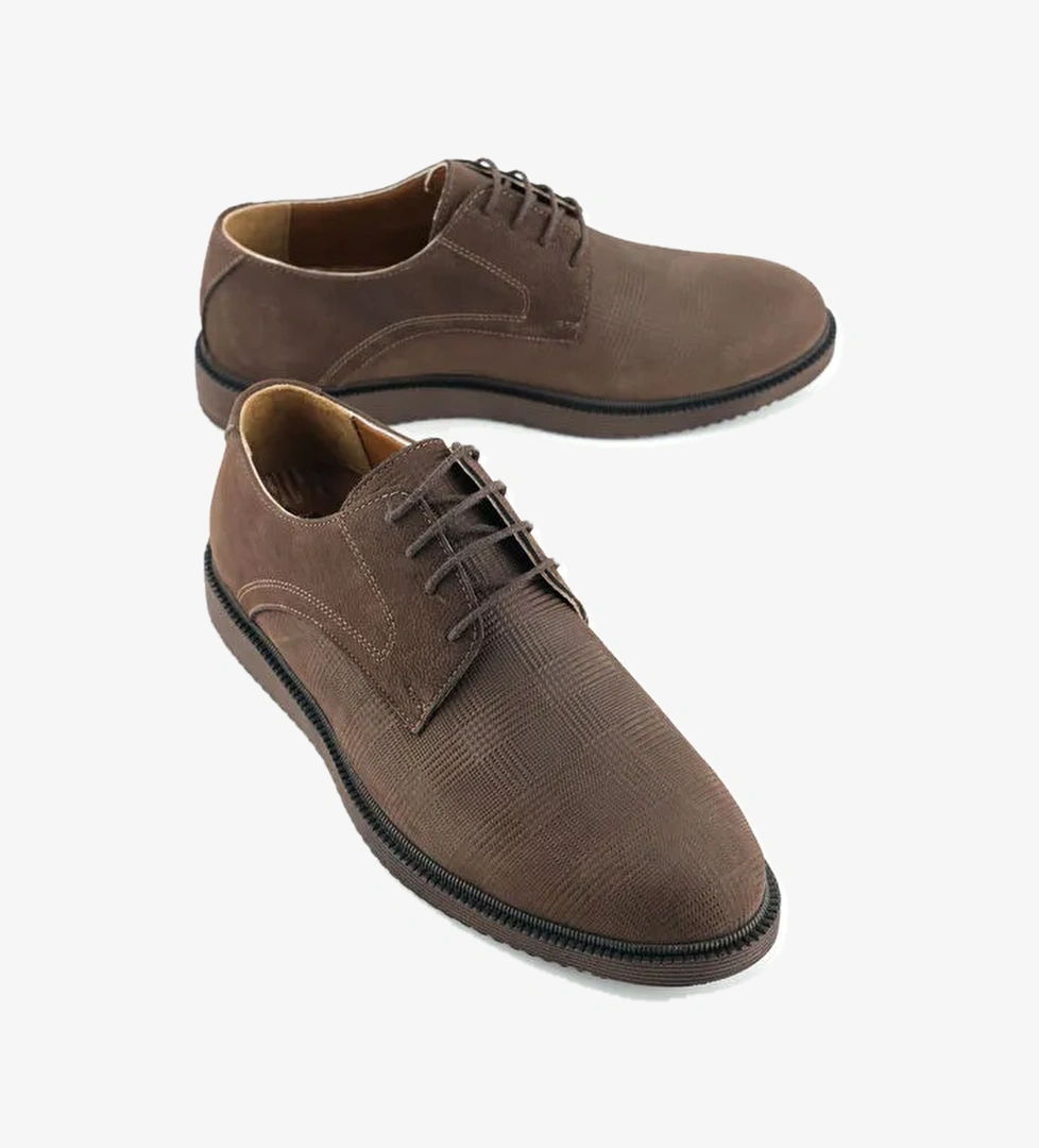 Erkek İç Dış Hakiki Deri Ortopedik Rahat Taban Bağcıklı Ayarlanabilir Günlük Klasik Ayakkabı - Görsel 1