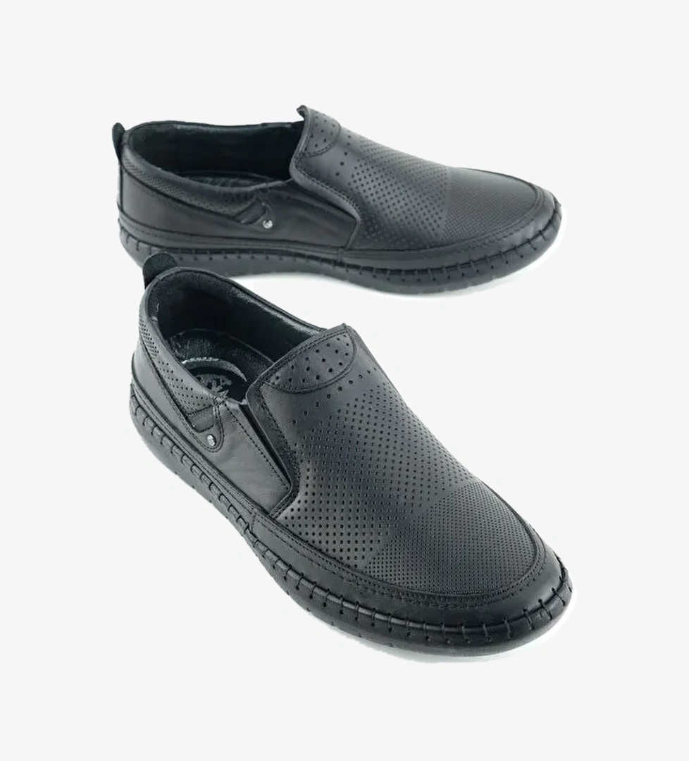 Erkek Yazlık İç Dış Hakiki Deri Ortopedik Rahat Taban Boğazdan Lastikli Esnek Günlük Ayakkabı - Görsel 1