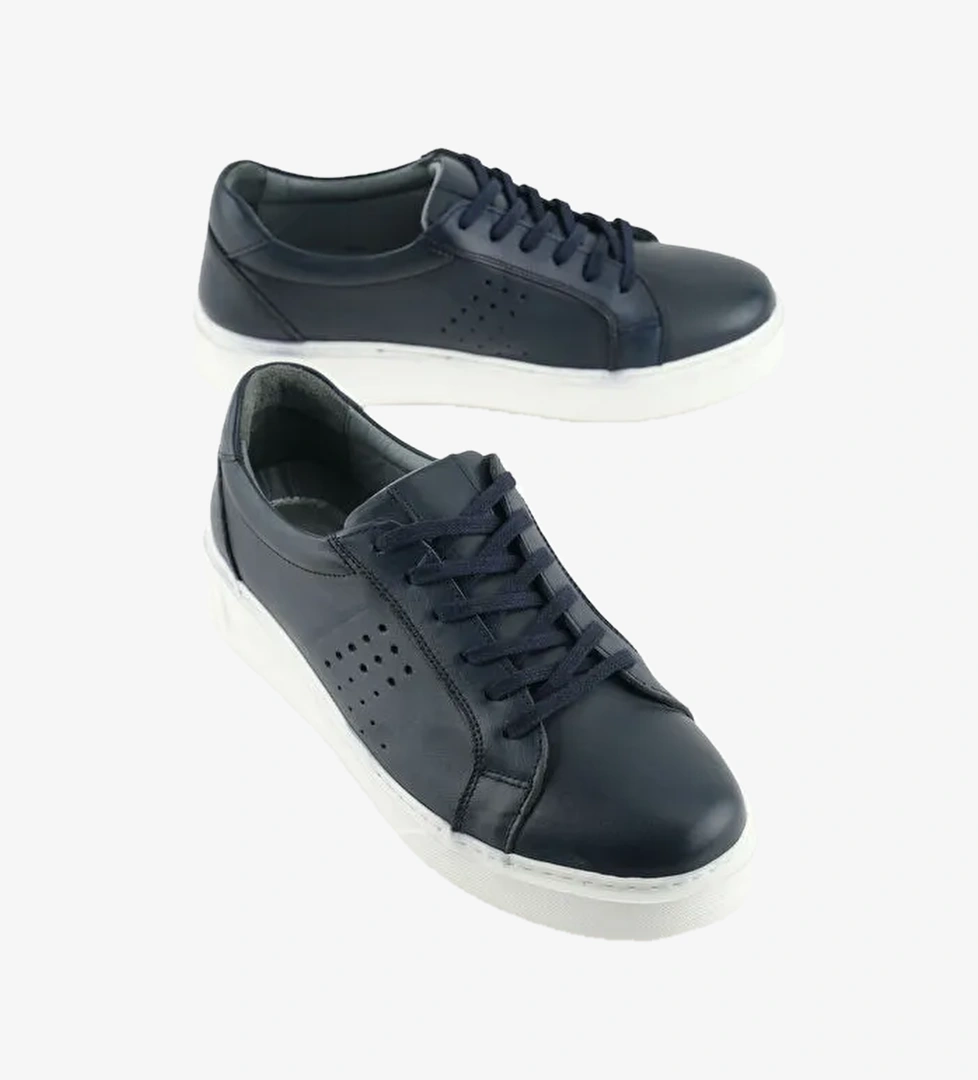 Erkek İç Dış Hakiki Deri Ortopedik Rahat Taban Bağcıklı Ayarlanabilir Günlük Spor Ayakkabı