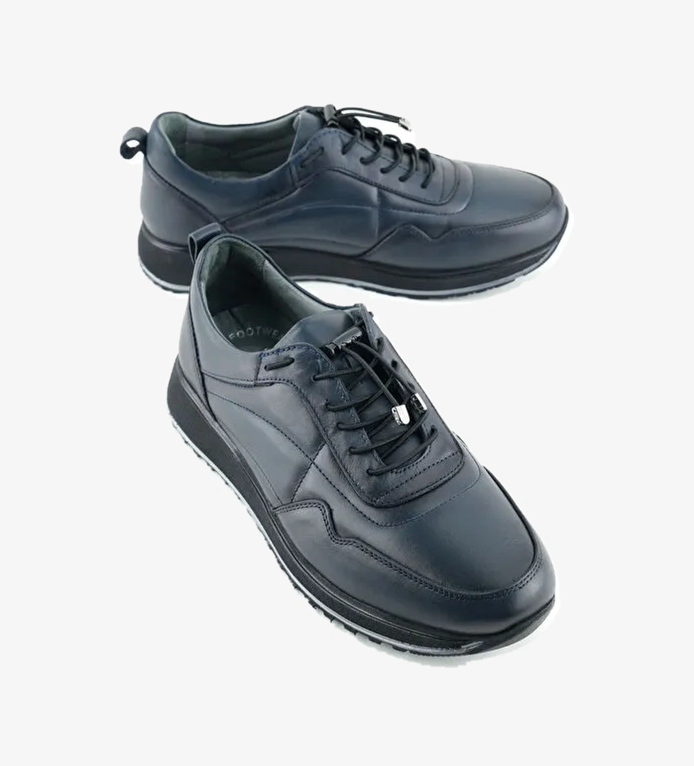 Erkek İç Dış Hakiki Deri Ortopedik Rahat Taban Bağcıklı Ayarlanabilir Günlük Spor Ayakkabı - Görsel 1