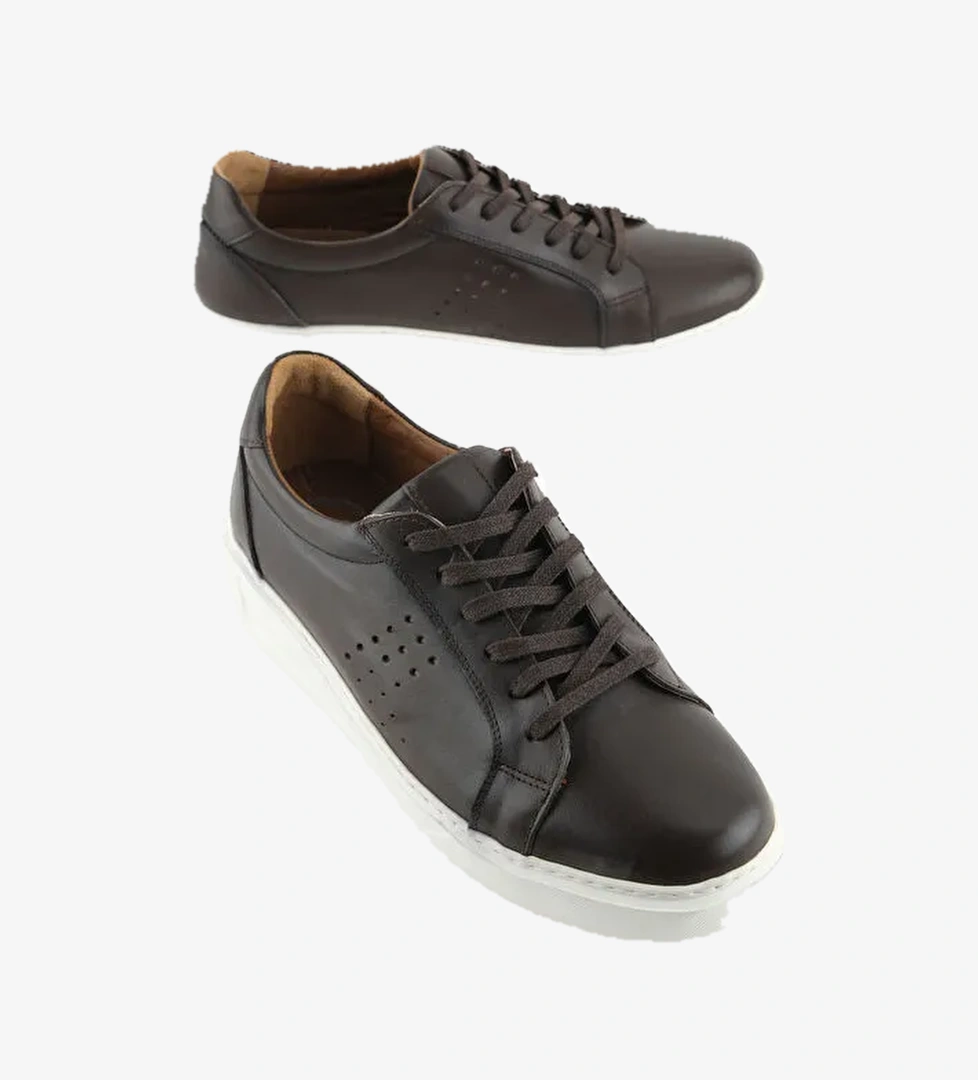 Erkek İç Dış Hakiki Deri Ortopedik Rahat Taban Bağcıklı Ayarlanabilir Günlük Spor Ayakkabı - Görsel 1