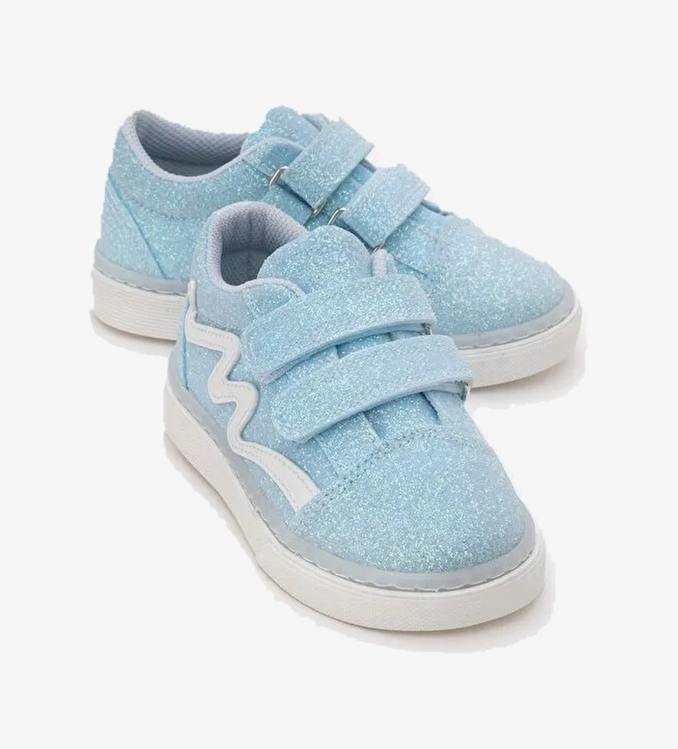 Kız Çocuk Mavi Simli Sneaker Ayakkabı