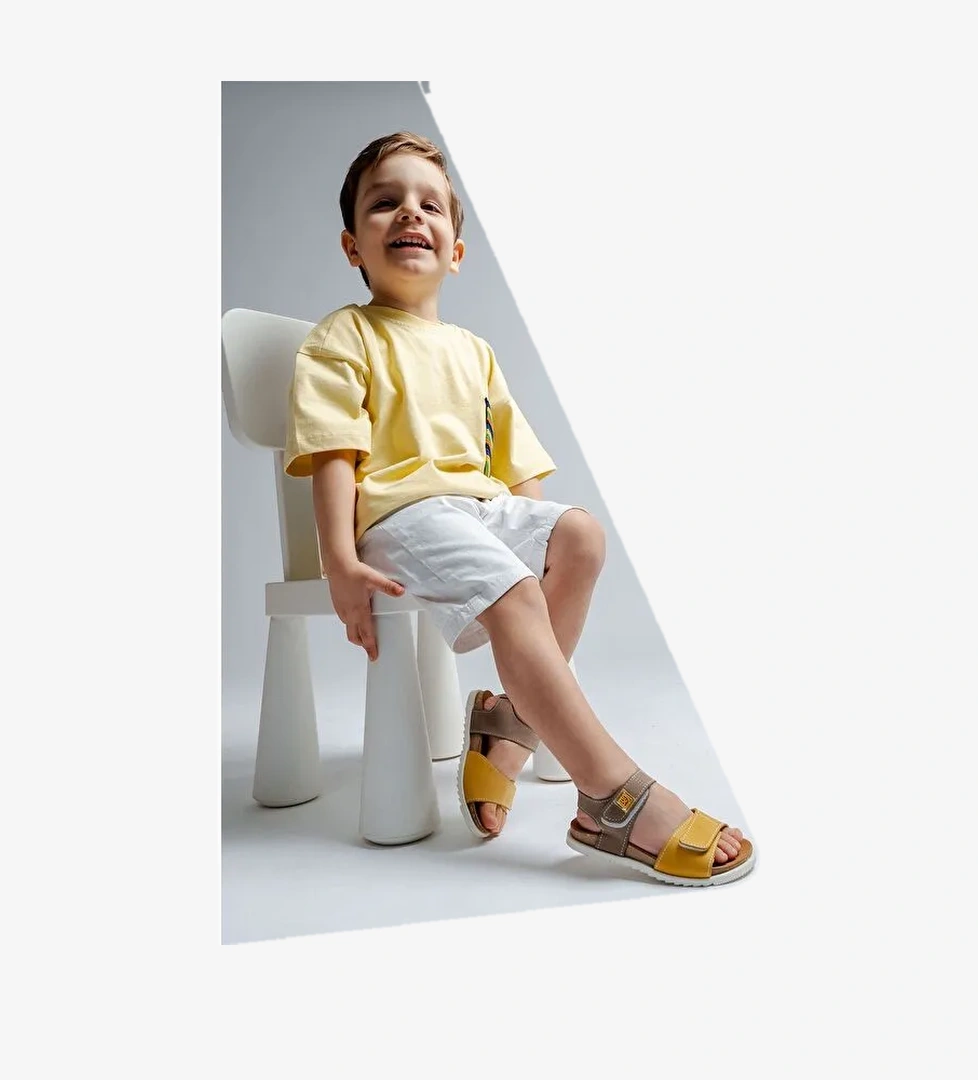 Mnpc Gri Mnpc Hakiki Deri Unisex Çocuk Mantar Tabanlı Günlük Çocuk Sandalet