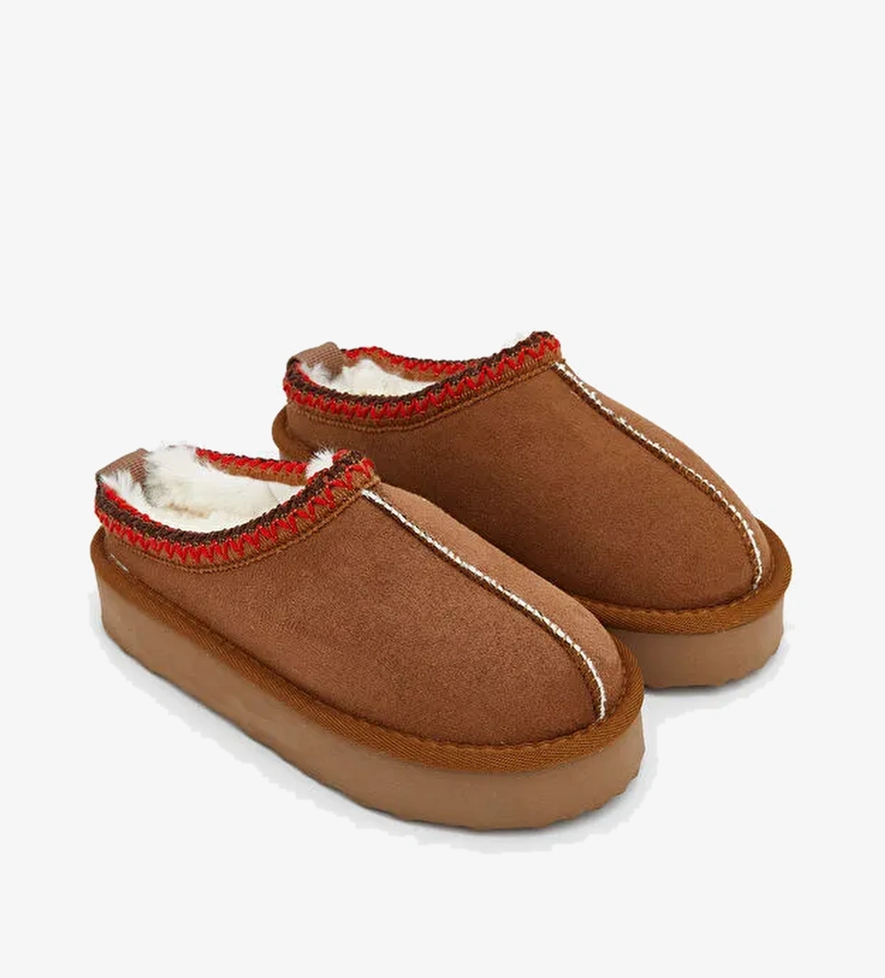 Süet Görünümlü Kız Çocuk Ev Ayakkabısı