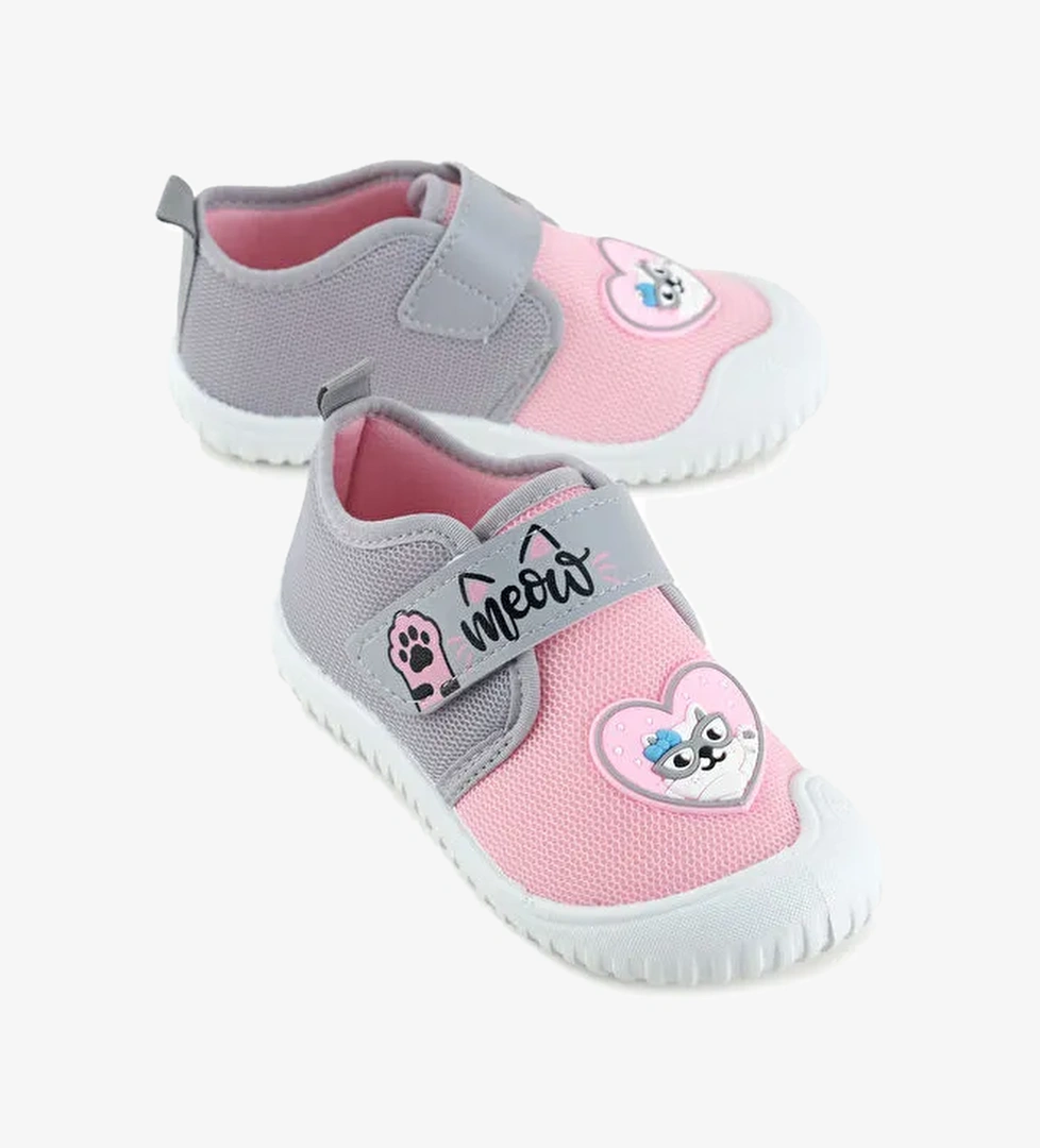 Yazlık Kız Çocuk Rahat Taban Cırt Cırtlı Ayarlanabilir Keten Günlük Ayakkabı - Görsel 1