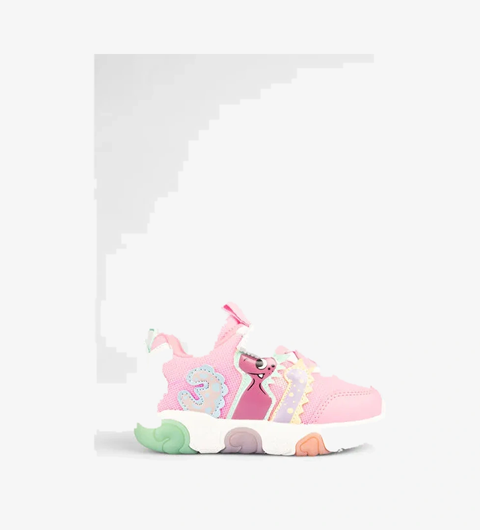 Number Işıklı Kız Okul Öncesi Pembe Spor Ayakkabı - Görsel 1