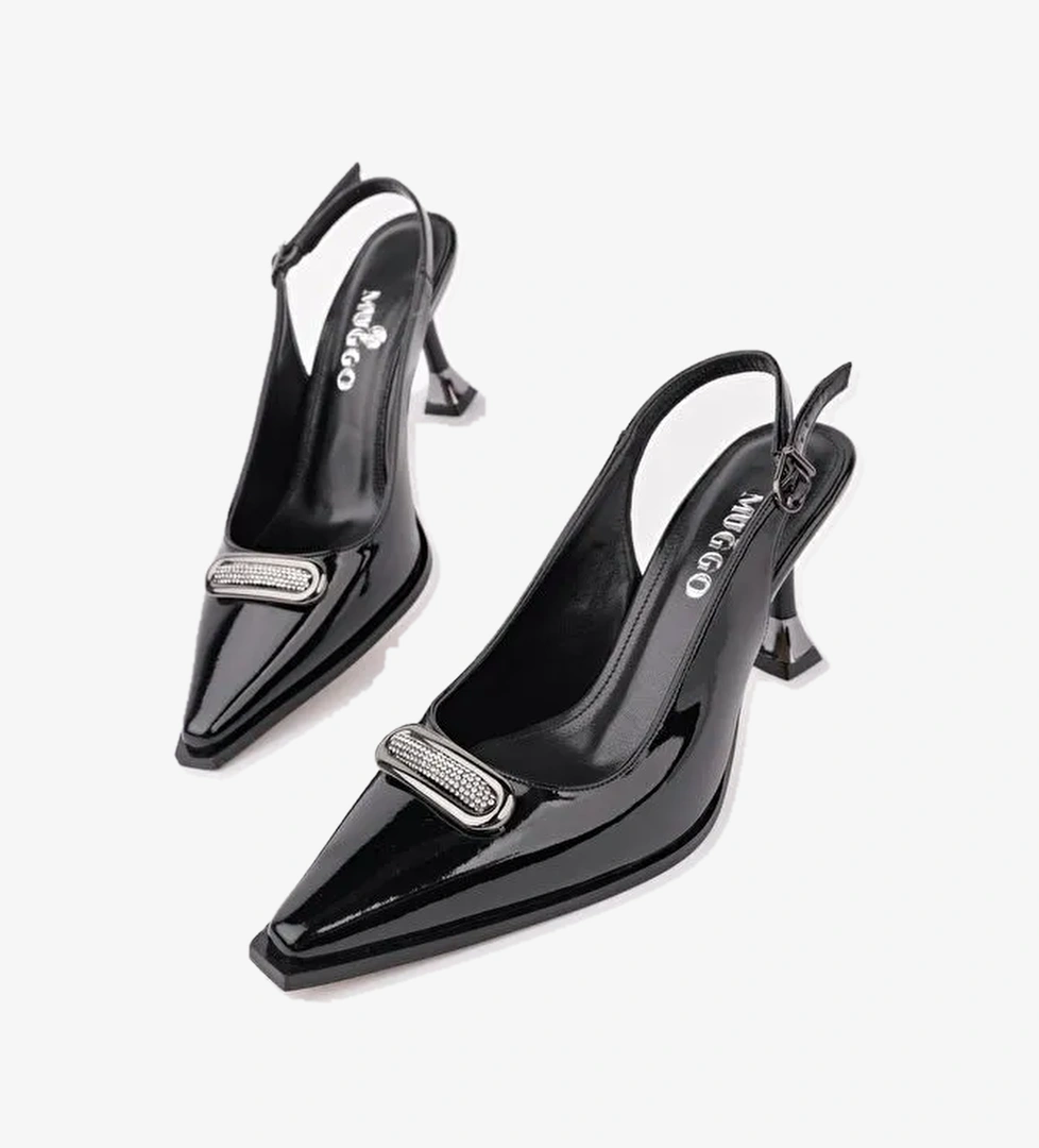 HEELS Arkası Açık Toka Detaylı Günlük Klasik Topuklu Kadın Stiletto Ayakkabı