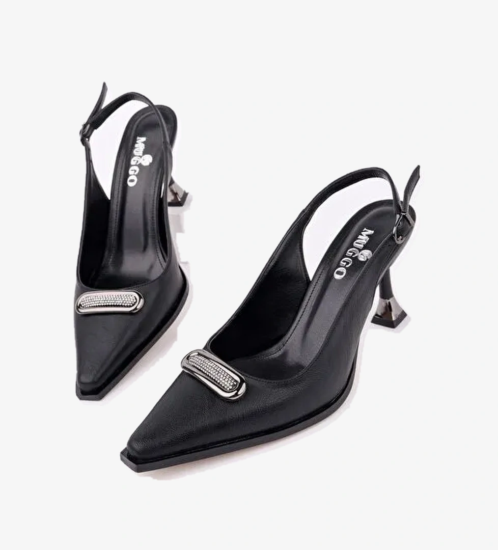 HEELS Arkası Açık Toka Detaylı Günlük Klasik Topuklu Kadın Stiletto Ayakkabı - Görsel 1