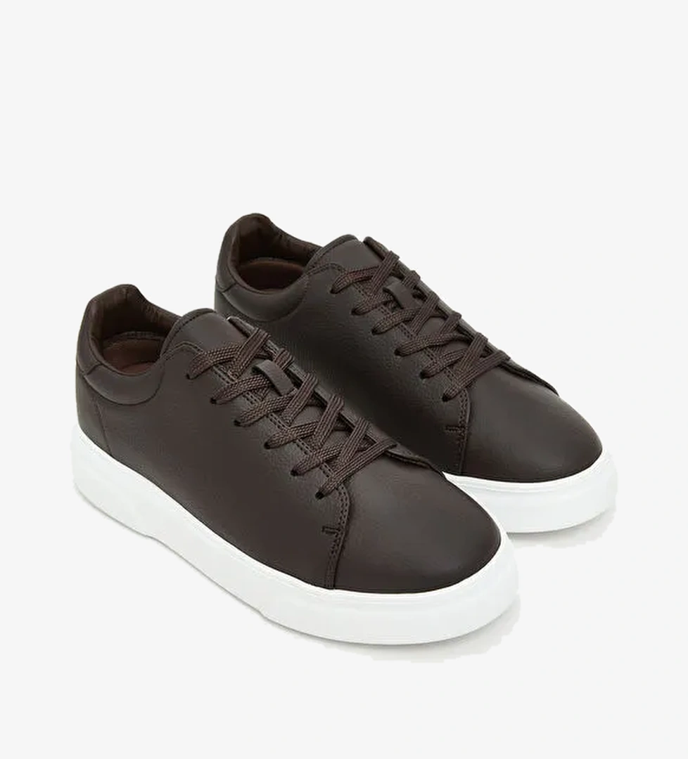 Bağcıklı Deri Görünümlü Erkek Spor Ayakkabı - Görsel 1