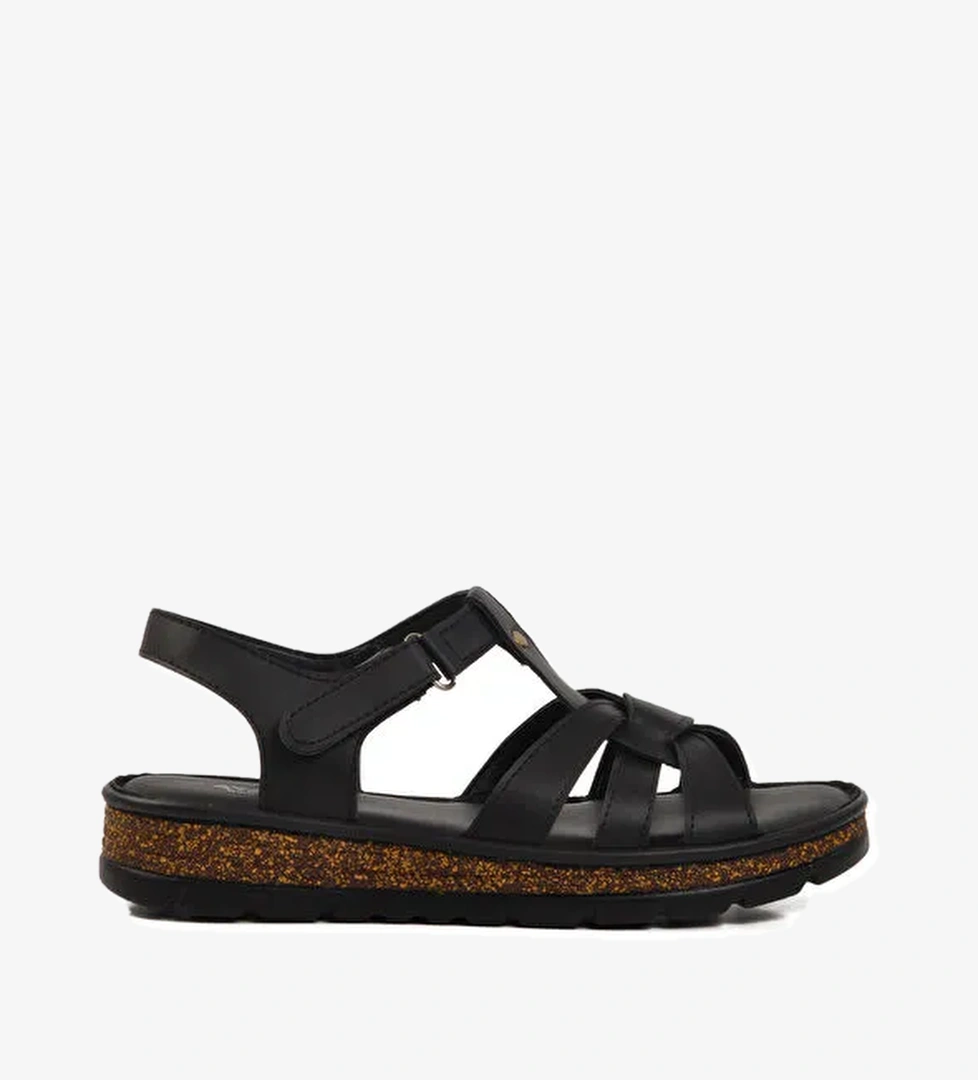 Siyah Cırtlı Kadın Sandalet 492127 Z - Görsel 1