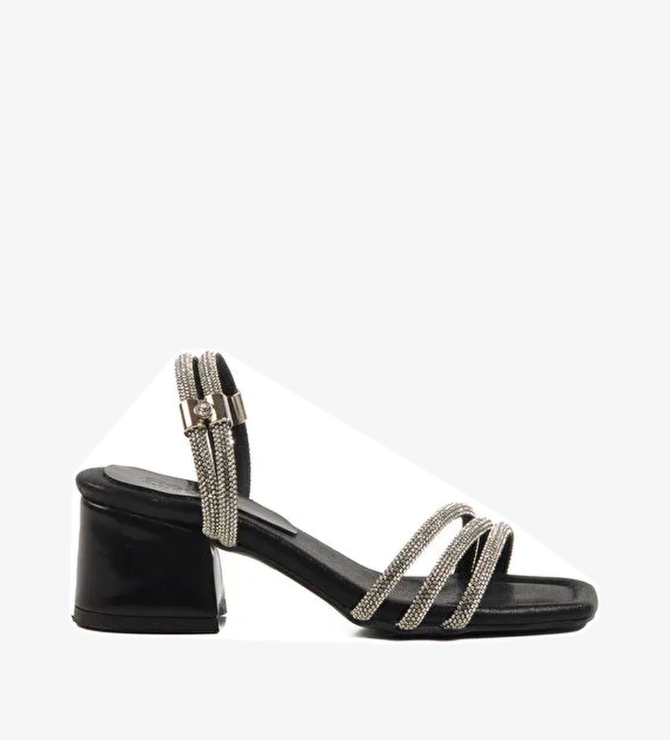 Siyah Taşlı Kız Çocuk Topuklu Terlik 016 F - Görsel 1