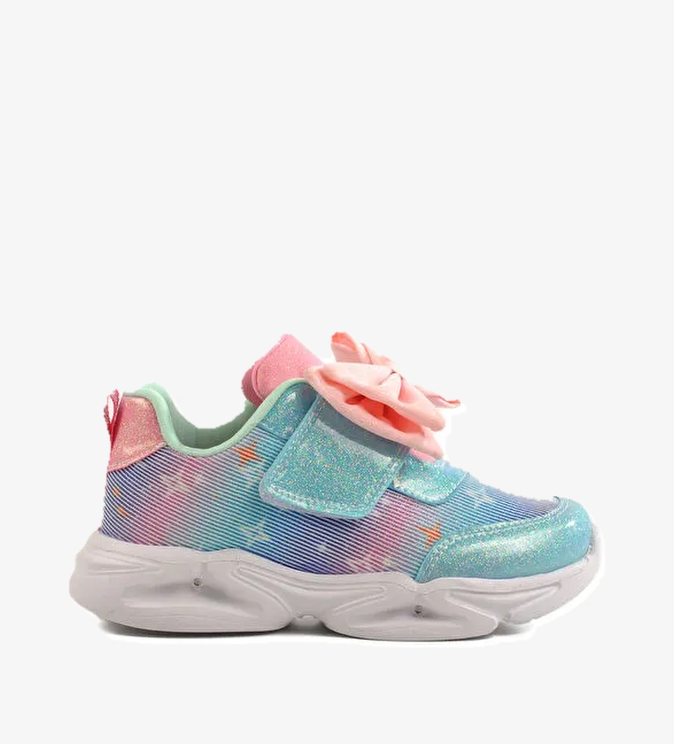 Turkuaz Cırtlı Işıklı Kız Çocuk Spor Ayakkabı 24002 P - Görsel 1