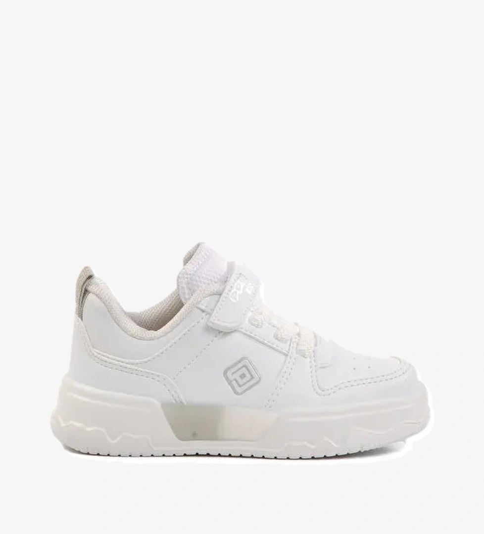 Beyaz Gümüş Cırtlı Unisex Çocuk Spor Ayakkabı 1603 B
