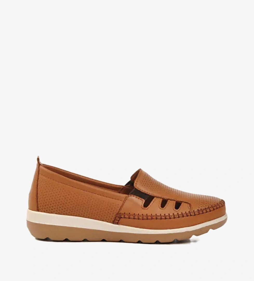 Voyager Bej Voyager Hakiki Deri Anatomik Kadın Casual Ayakkabı Z110 Z