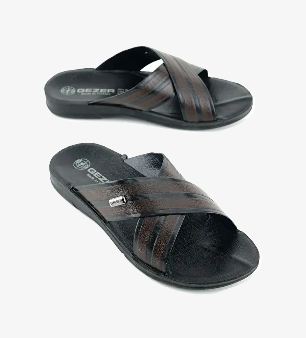 Erkek Yazlık PU Taban Suni Deri Rahat Taban Ev Bahçe Günlük Terlik - Görsel 1