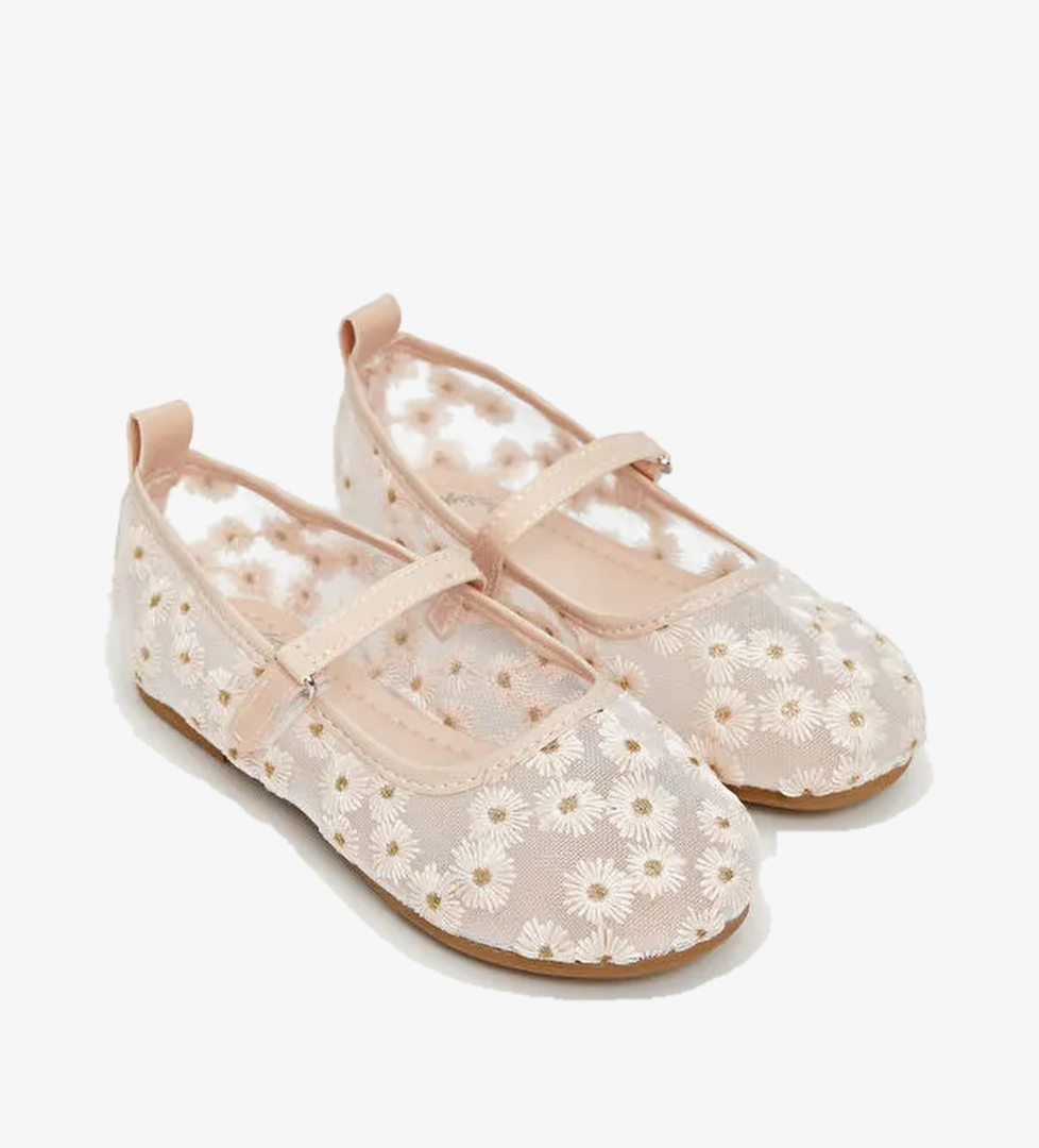 Lcw Steps Ekru Lcw Steps Çiçek Nakışlı Kız Çocuk Babet