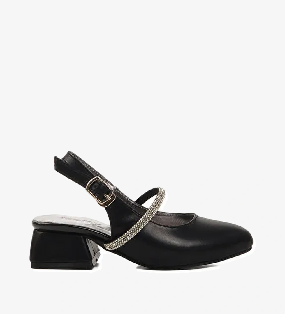 Siyah Taş İşlemeli Kız Çocuk Sandalet 253 RY 4091 P - Görsel 1