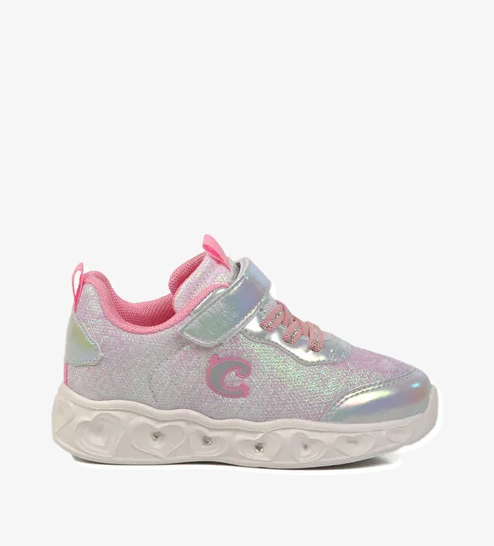 Gümüş Cırtlı Işıklı Kız Çocuk Spor Ayakkabı Yuki P - Görsel 1
