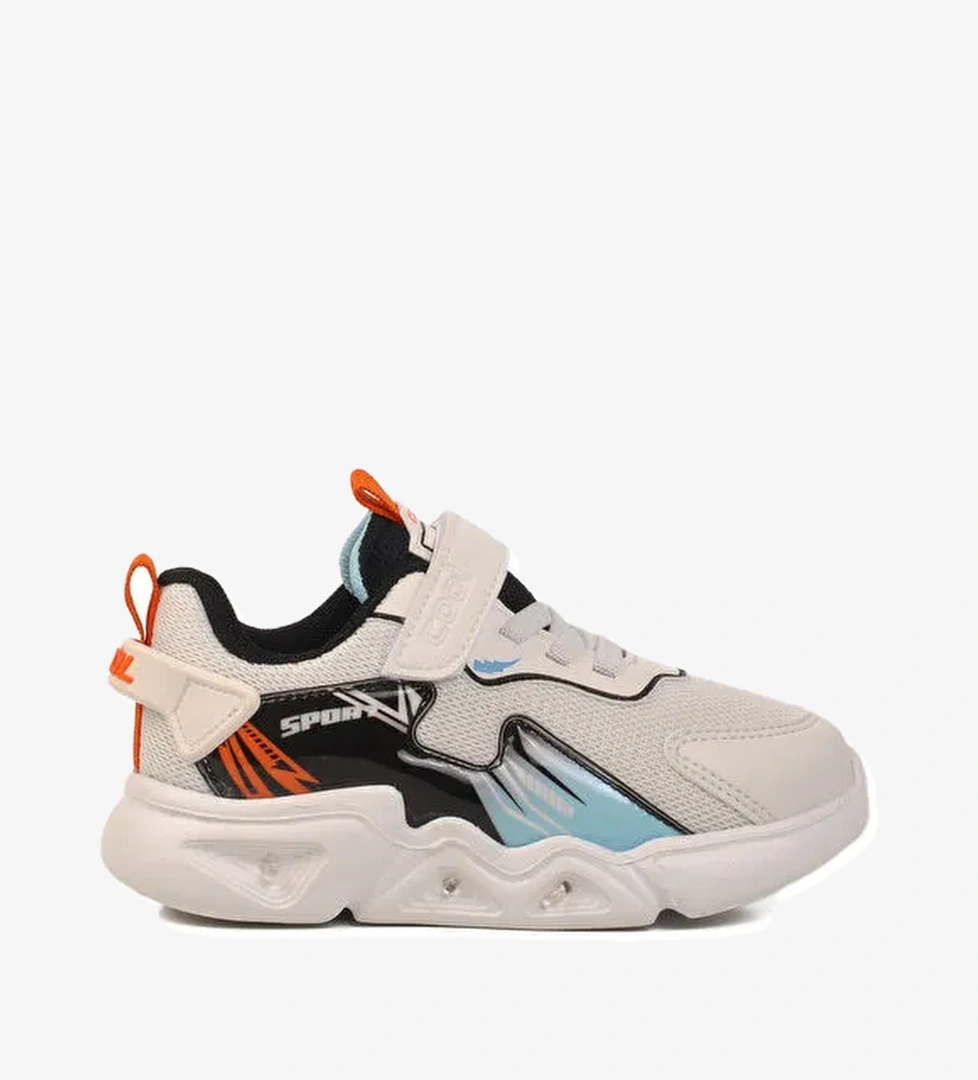 Beyaz Işıklı Cırtlı Unisex Çocuk Spor Ayakkabı Ruby P