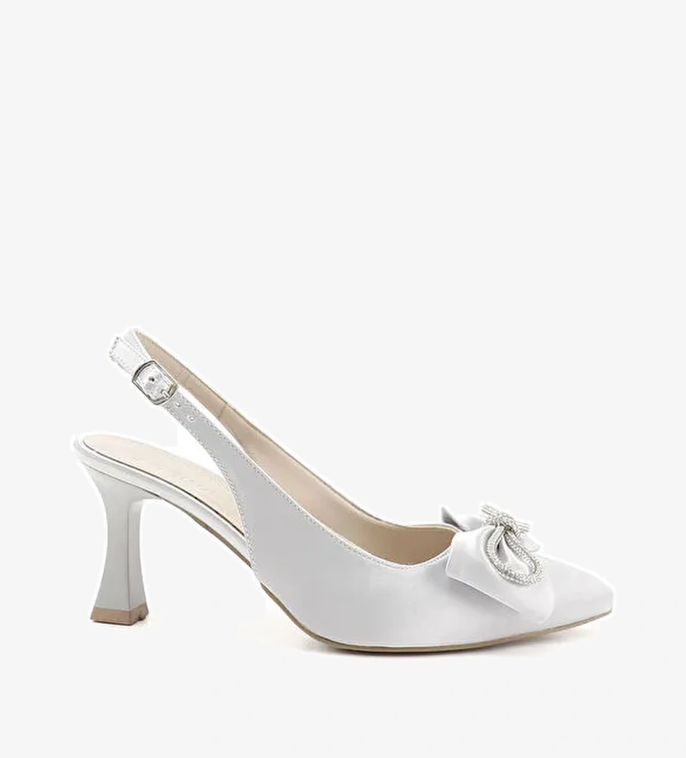 Kadın GRİ Sivri Burun Kadeh Ökçe Arkası Açık Ayakkabı