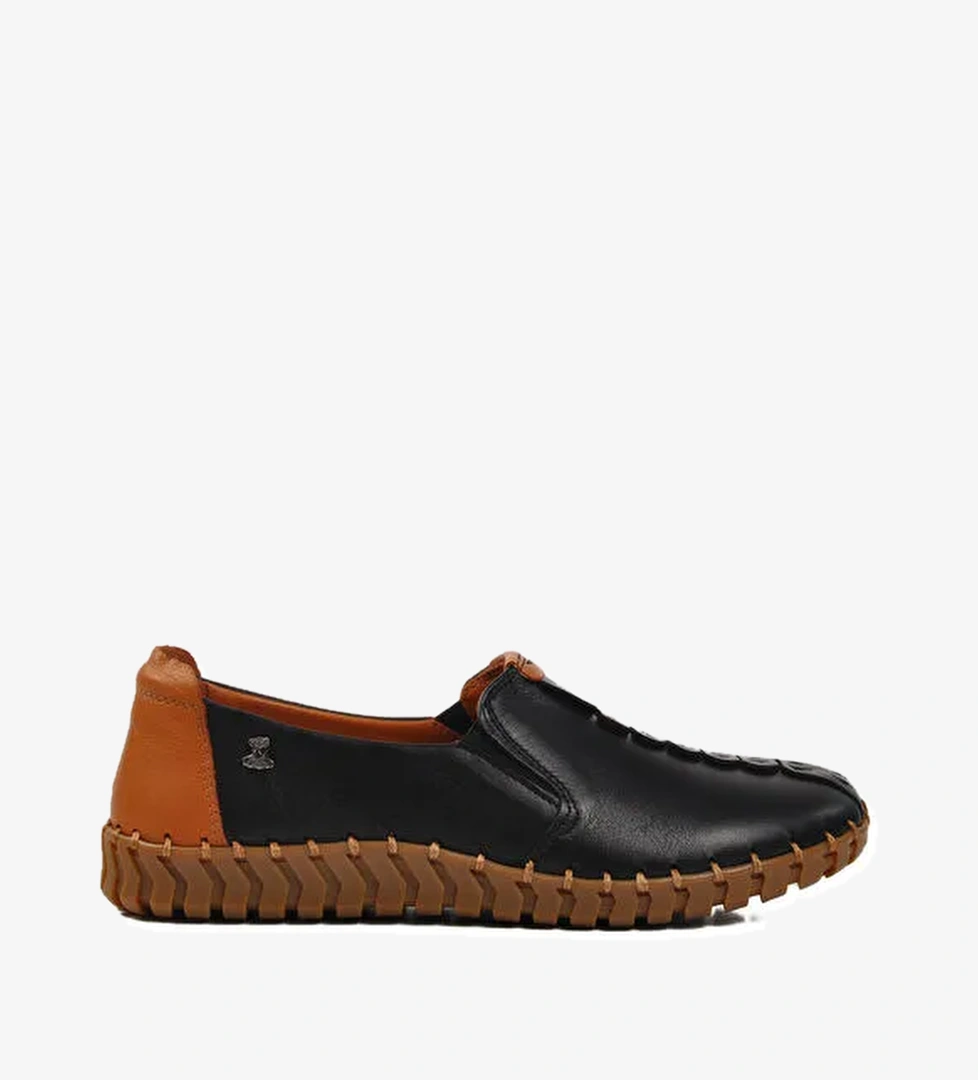 Siyah Hakiki Deri Kadın Casual Ayakkabı 2010725Y Z