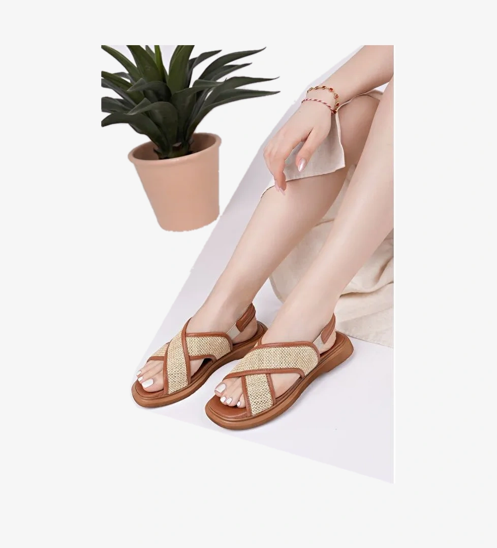 ELİSHA Lastikli Kadın Günlük Hasır Sandalet