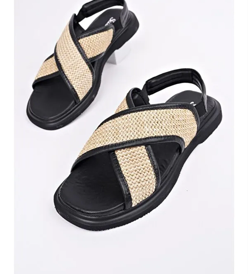 ELİSHA Lastikli Kadın Günlük Hasır Sandalet - Görsel 1