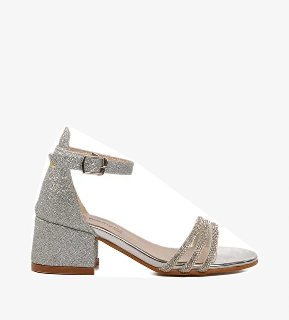 Gümüş Taş İşlemeli Kız Çocuk Sandalet 253 RY 6504 P