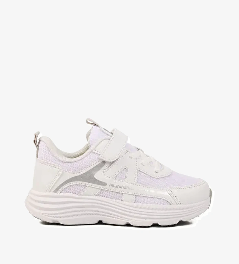 Beyaz Gri Cırtlı Erkek Çocuk Spor Ayakkabı 1880 F