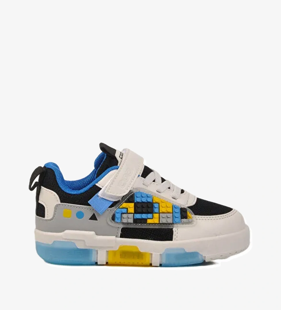 Siyah Beyaz Cırtlı Unisex Çocuk Spor Ayakkabı Legos P - Görsel 1