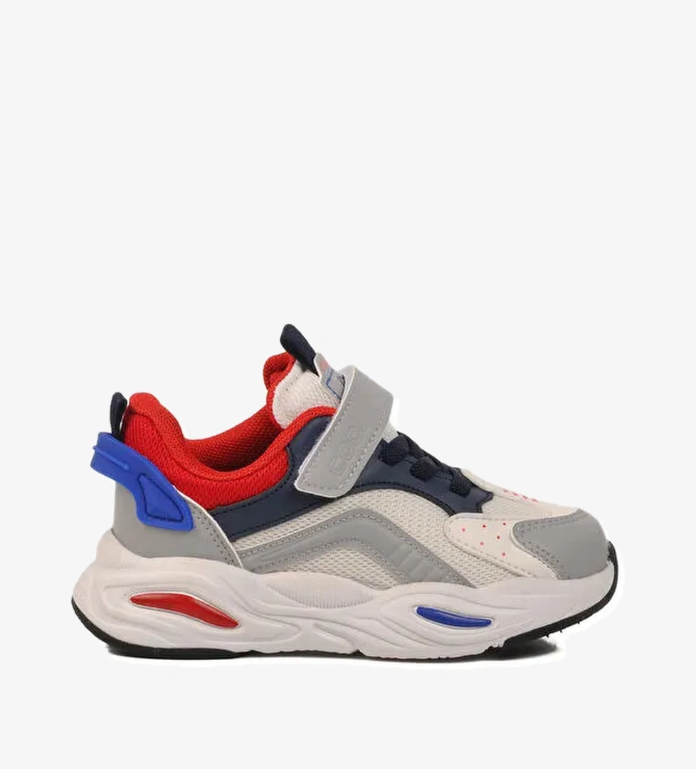 Beyaz Lacivert Cırtlı Çocuk Spor Ayakkabı Evo P