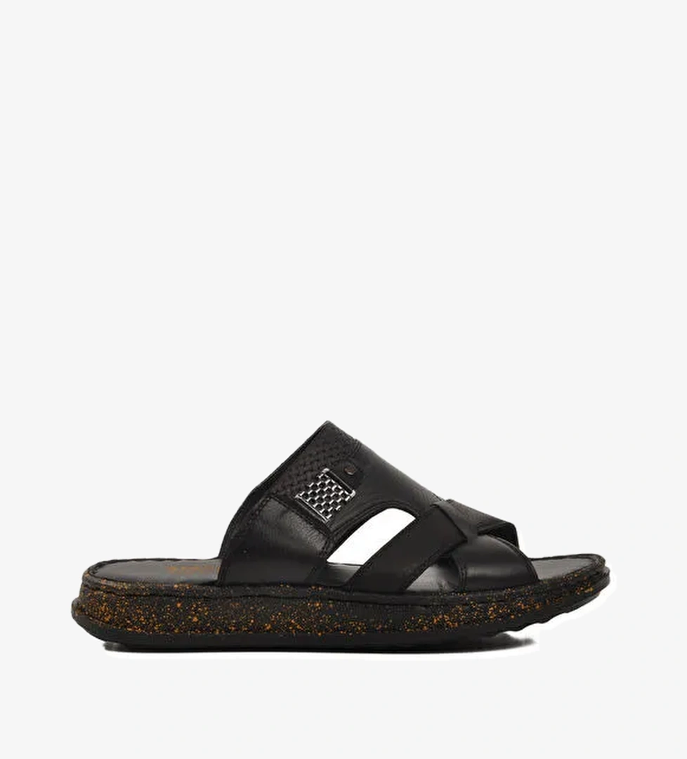 Siyah Hakiki Deri Erkek Terlik 2045 M