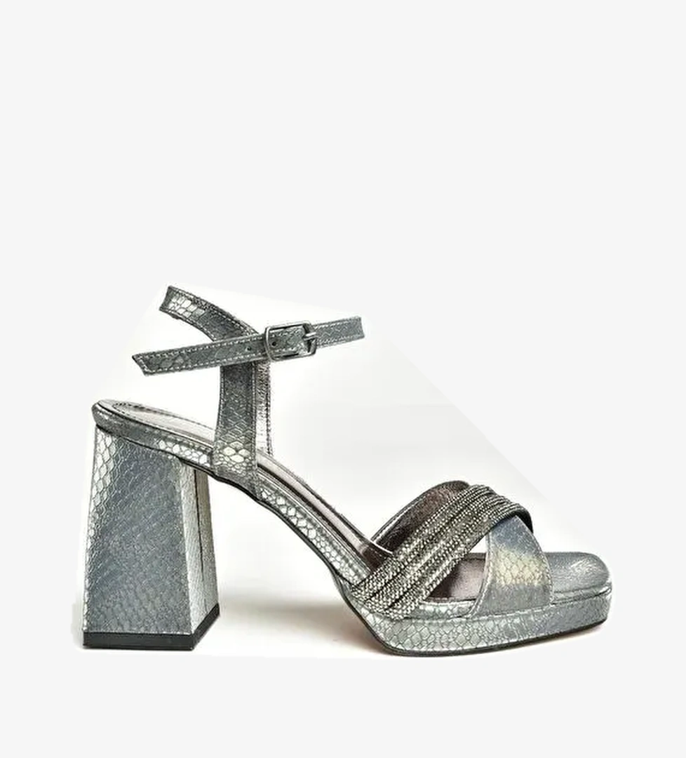 U8200098 Platin Kadın Topuklu Ayakkabı