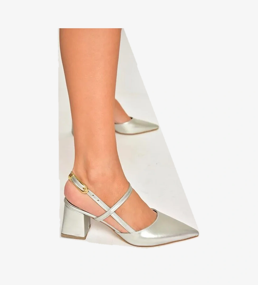 U9981449 Gümüş Kadın Topuklu Ayakkabı